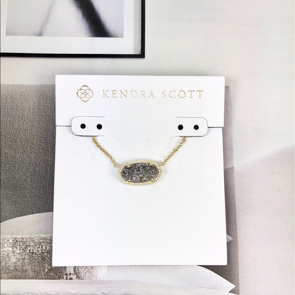 Kendra Scott Elisa platinum drusy necklace